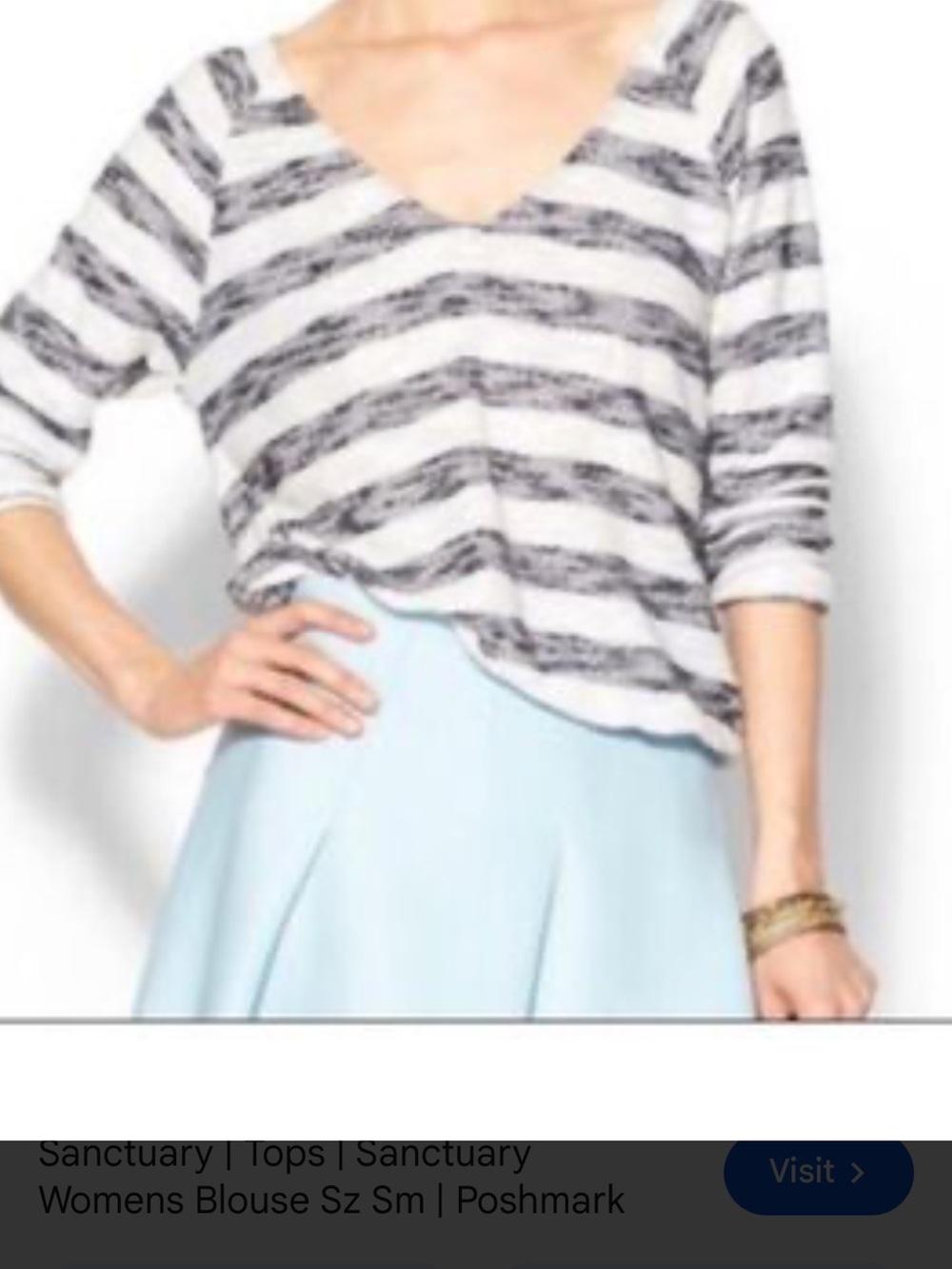 Sanctuary Navy and White Striped V-Neck sweater